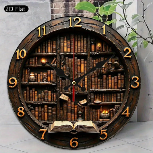 XMSJ Vintage Open Book Wooden Wall Clock Library Nook Design