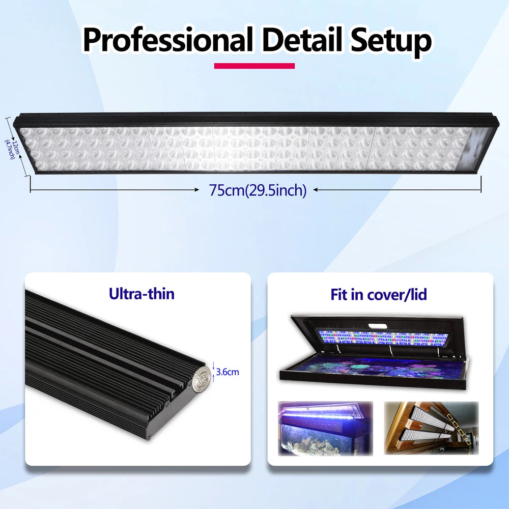 PopBloom Full Spectrum Programmable Marine Aquarium LED Reef Lighting