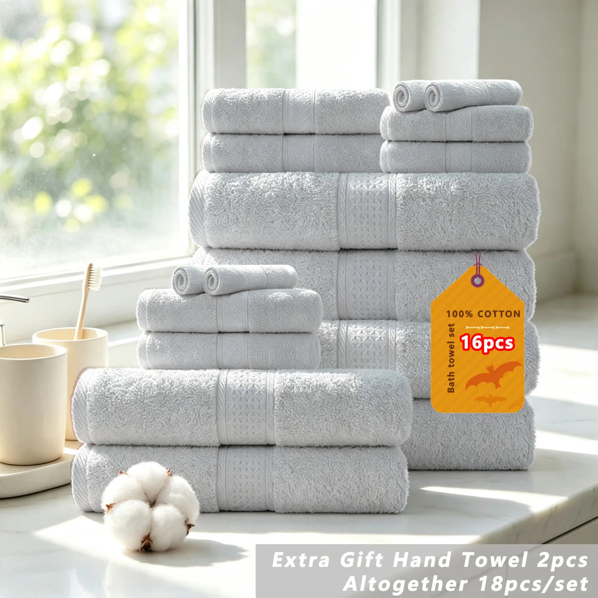 Soft Cotton Bath Towel Set With Quick Drying Water Absorption