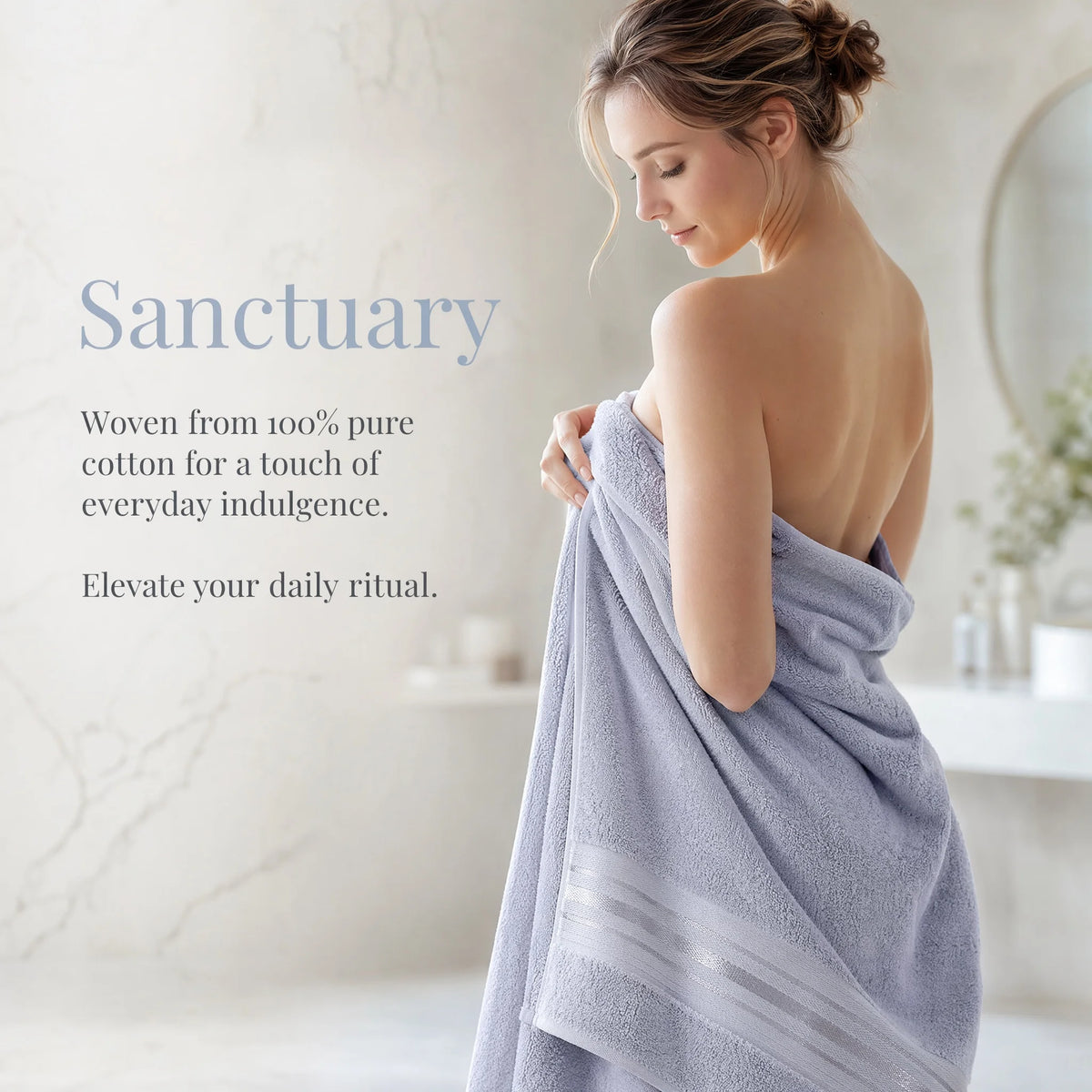 Luxury Turkish Cotton Towel Set, Six Piece Absorbent Bathroom Towels