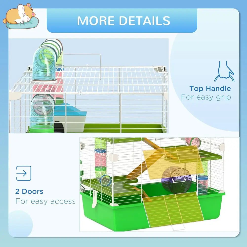 Multi Level Hamster Cage With Tubes And Portable Handles