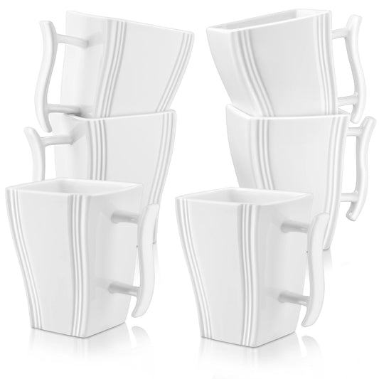 Malacasa Flora Series Six Piece Ceramic Square Mug Set