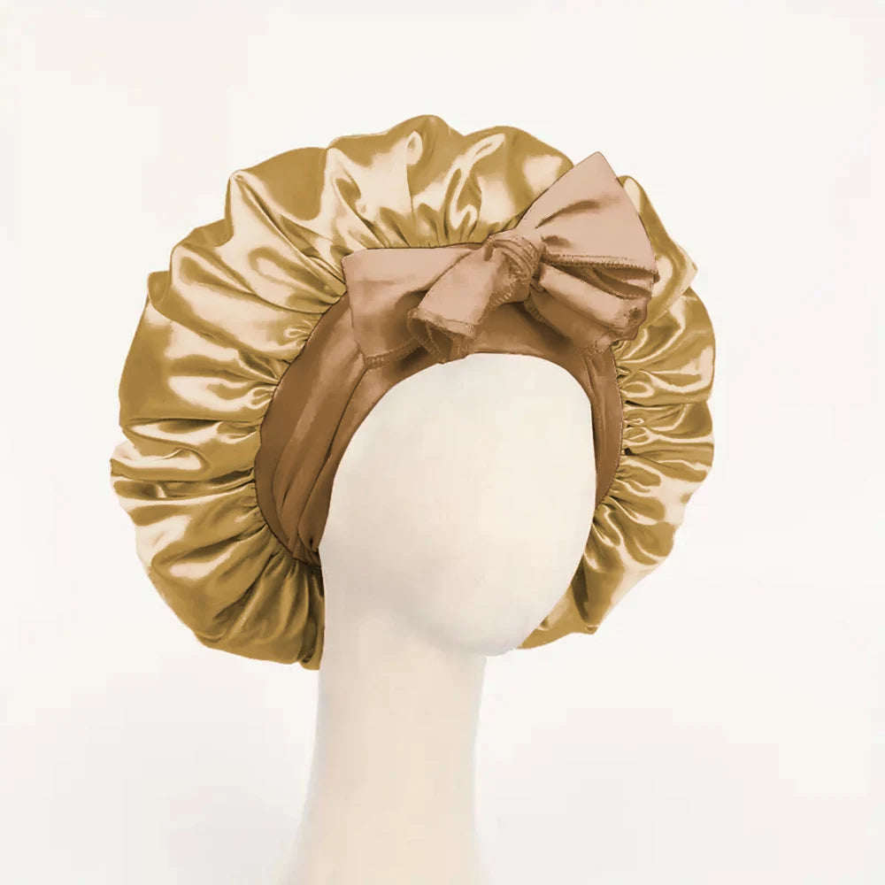 Adjustable Satin Hair Bonnet With Tie Band For Sleeping