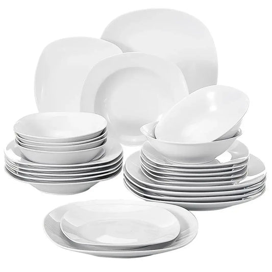 Malacasa Ceramic Porcelain Dinnerware Complete Tableware Set For Home