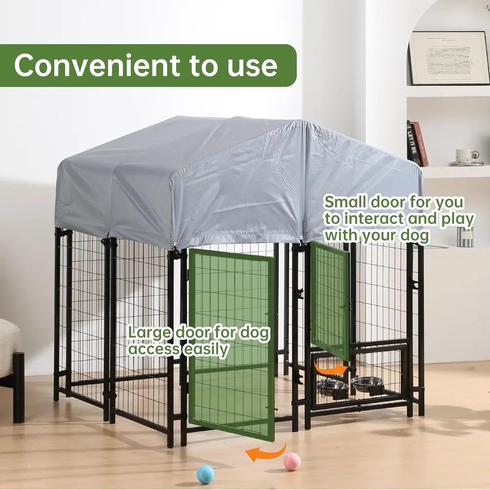 Heavy Duty Steel Outdoor Dog Kennel With Secure Lock