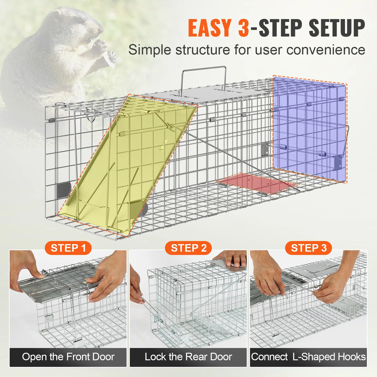 SucceBuy Humane Live Animal Cage Trap For Cats And Wildlife