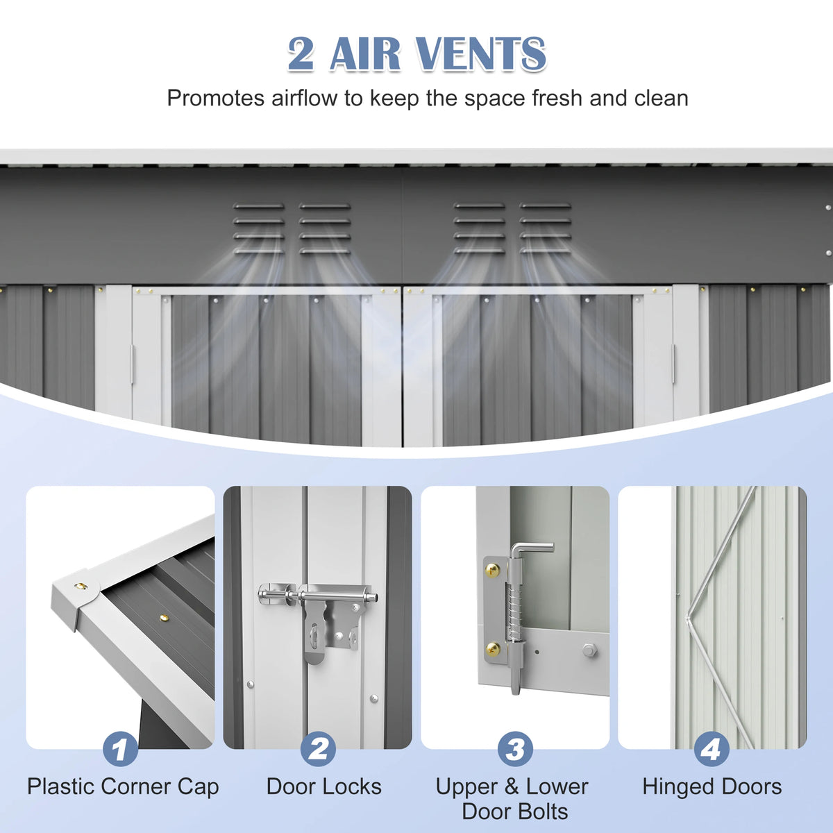 GIHAUVIA Metal Storage Shed and Hardtop Pergola Combo