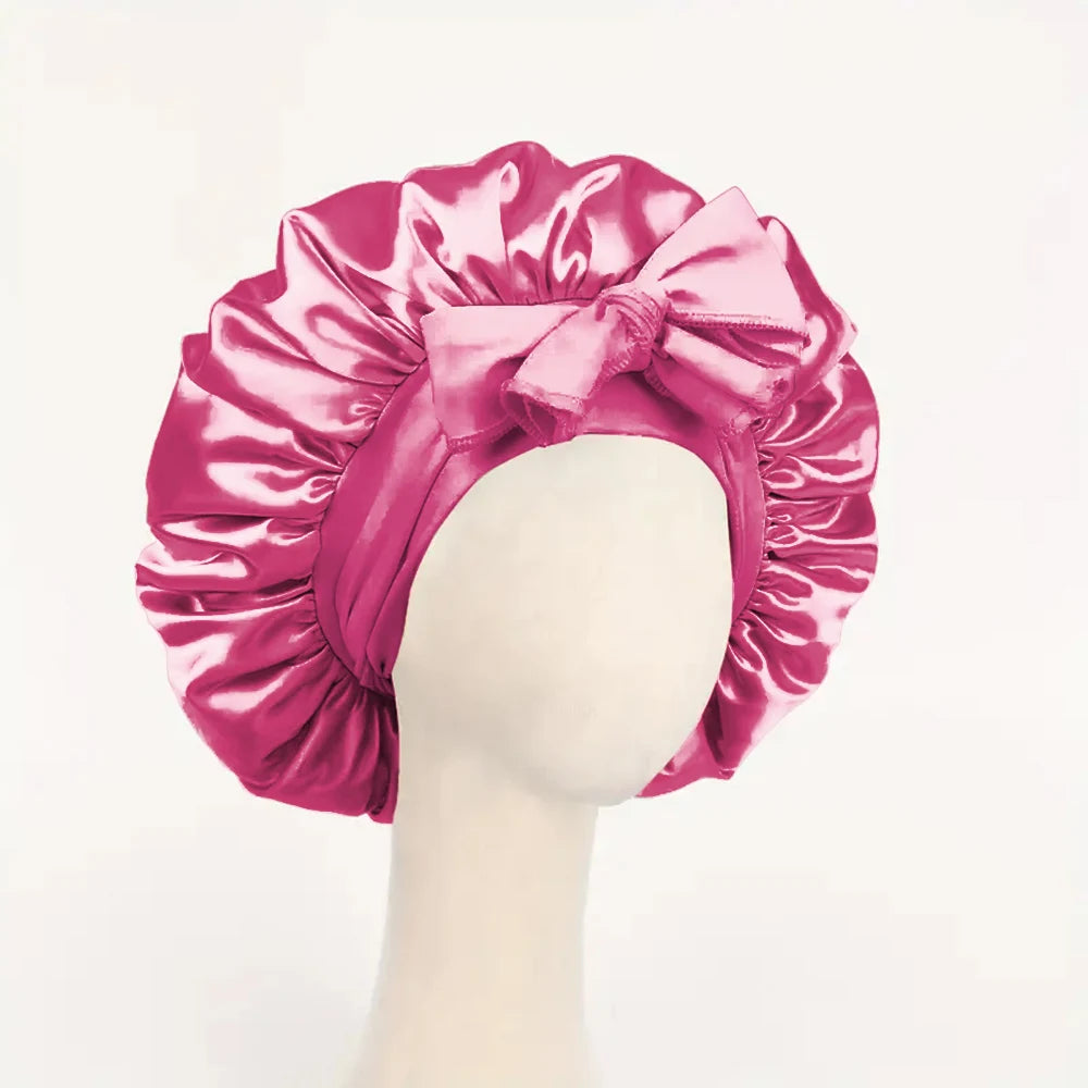Adjustable Satin Hair Bonnet With Tie Band For Sleeping