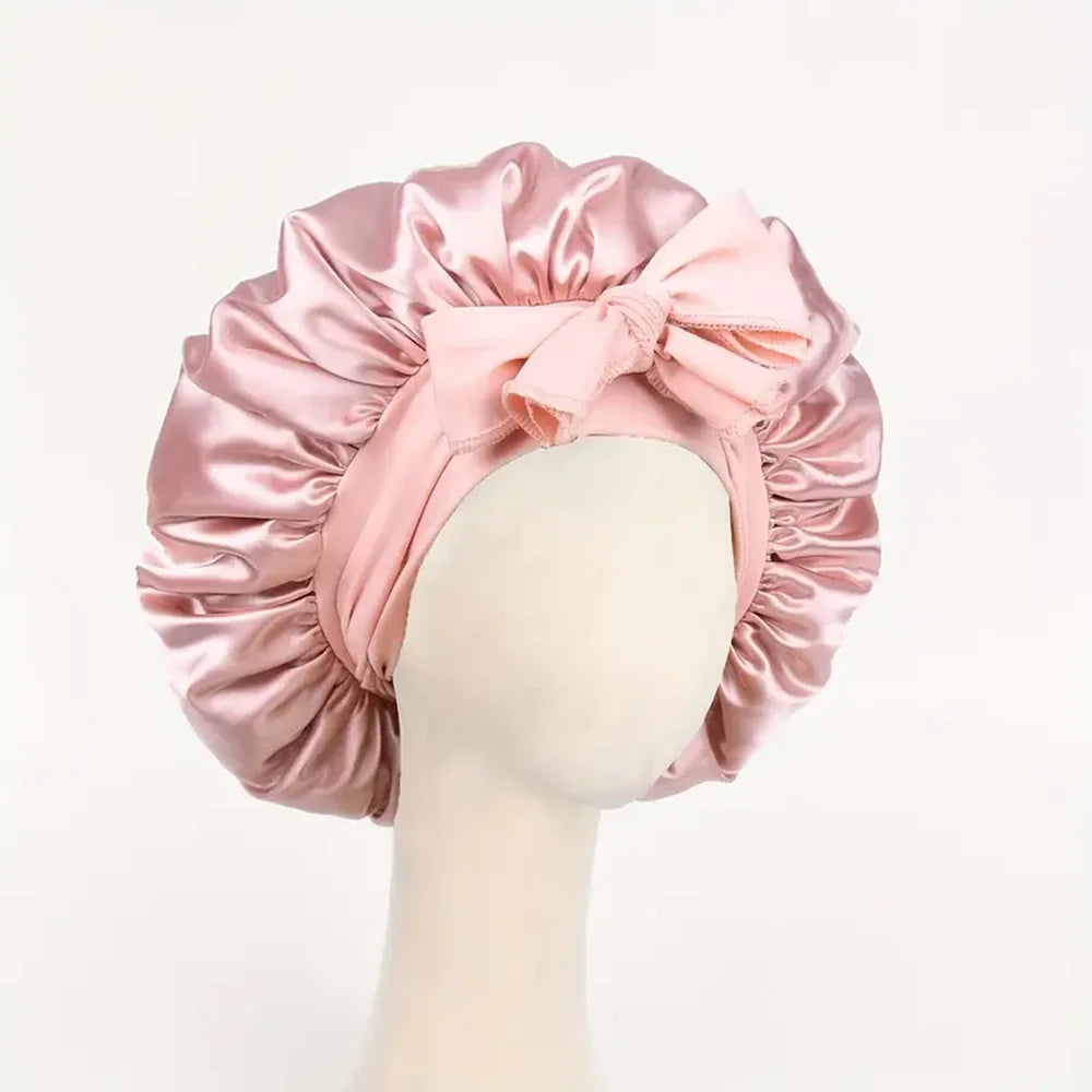 Adjustable Satin Hair Bonnet With Tie Band For Sleeping