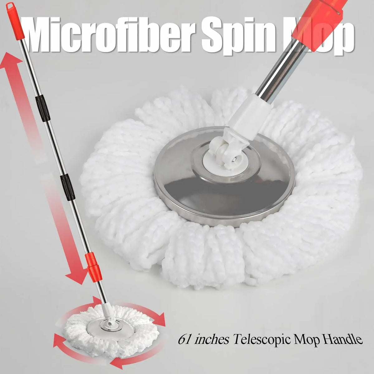 Spin Mop Bucket Set With Wringer, Wheels And Replacement Refills