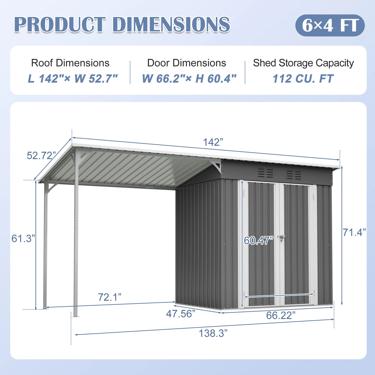 GIHAUVIA Metal Storage Shed and Hardtop Pergola Combo
