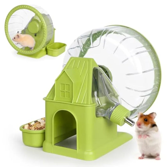 Quiet Four In One Hamster Exercise Wheel With Bowl And Hideout