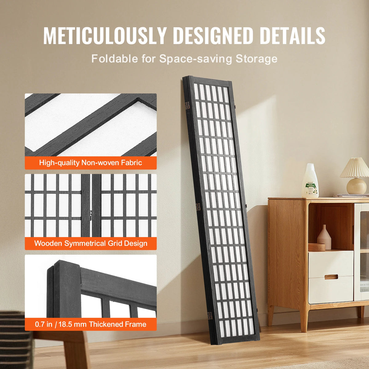 SucceBuy Portable Wood Folding Privacy Screen Room Divider