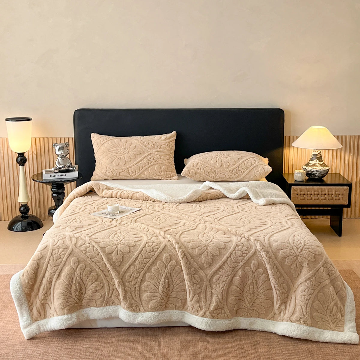 Plush Coral Fleece Throw Blanket for Sofa Bed and Office