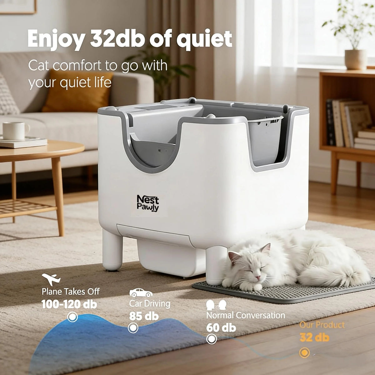 NestPawly Automatic Self Cleaning Cat Litter Box With Odor Control