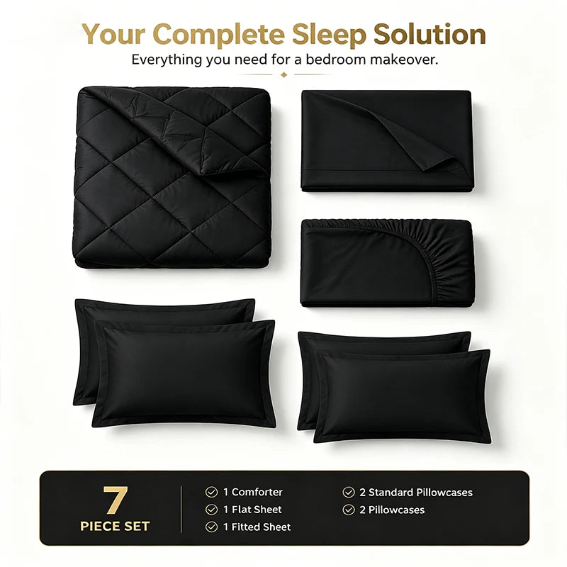 easYum Quilted Polyester Bedding Set With Sheets And Pillowcases
