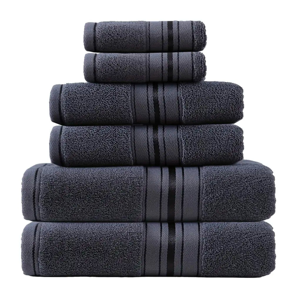 Luxury Turkish Cotton Towel Set, Six Piece Absorbent Bathroom Towels