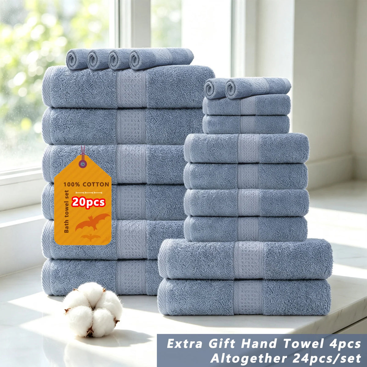 Soft Cotton Bath Towel Set With Quick Drying Water Absorption