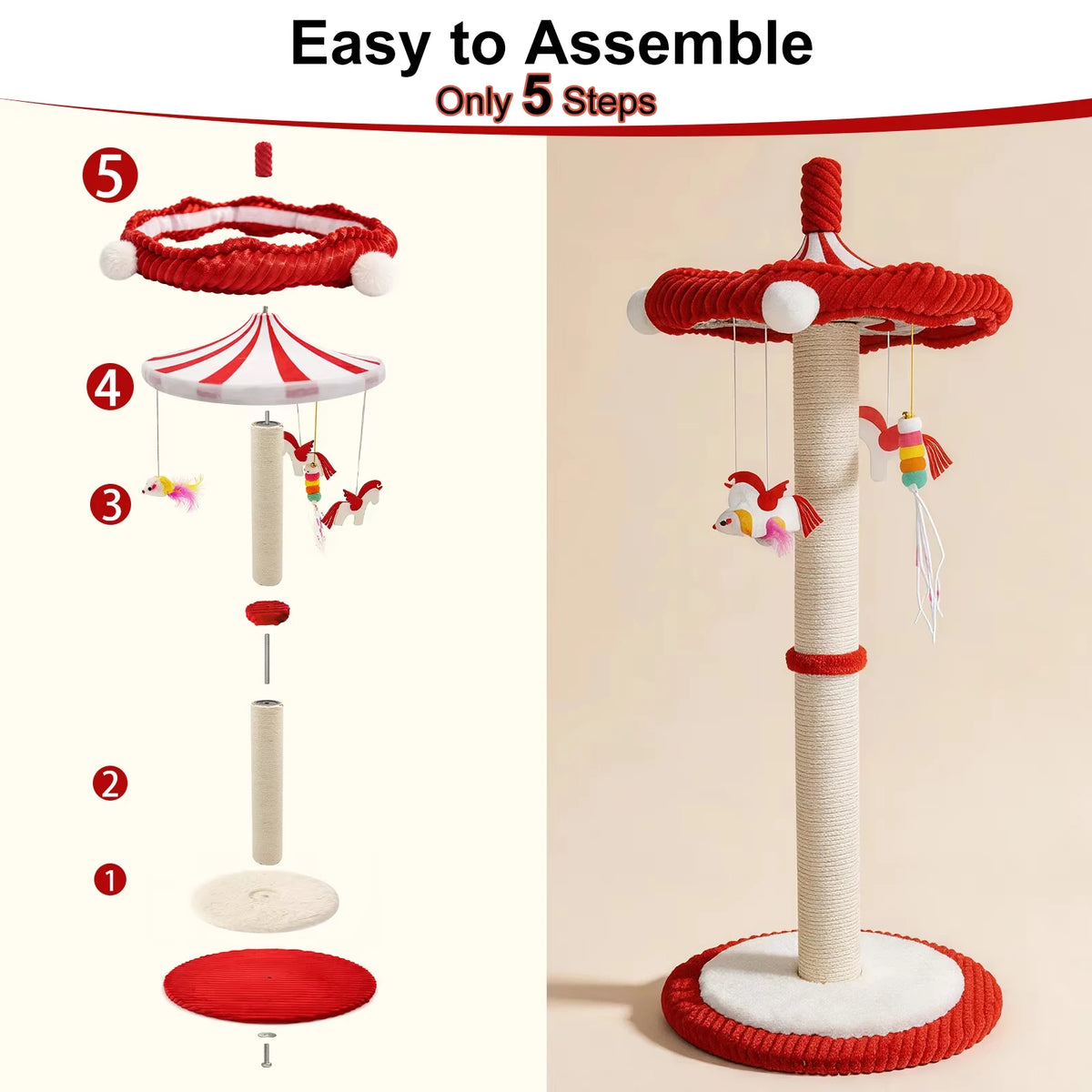 CWV Interactive Cat Tree With Rotating Top And Hanging Toys