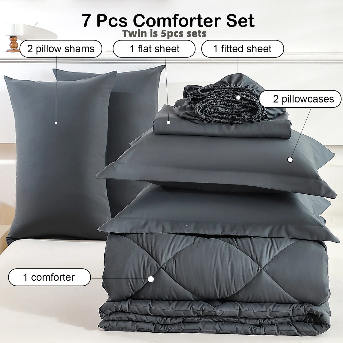 easYum Quilted Polyester Bedding Set With Sheets And Pillowcases