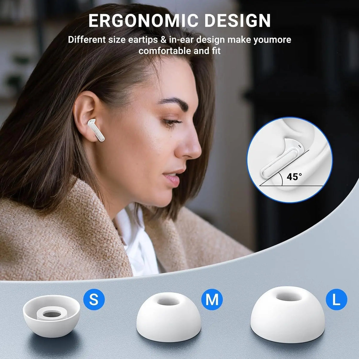 ZZLOVE Wireless Earbuds With Active Noise Cancellation Heart Rate Monitor
