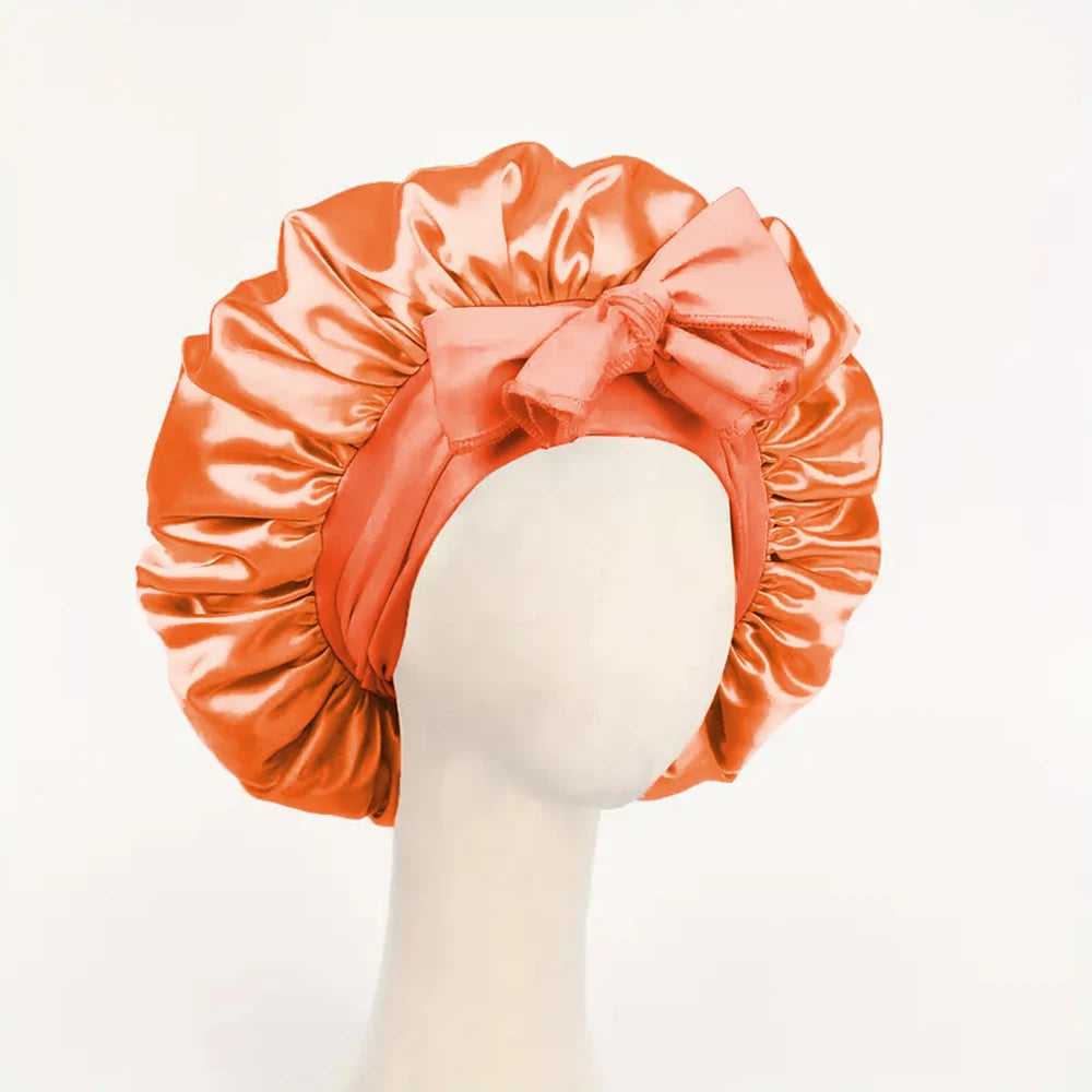 Adjustable Satin Hair Bonnet With Tie Band For Sleeping