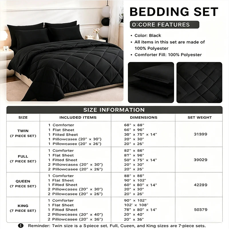 easYum Quilted Polyester Bedding Set With Sheets And Pillowcases