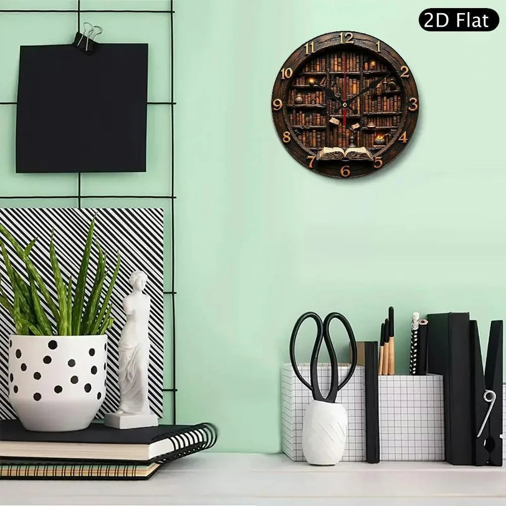 XMSJ Vintage Open Book Wooden Wall Clock Library Nook Design