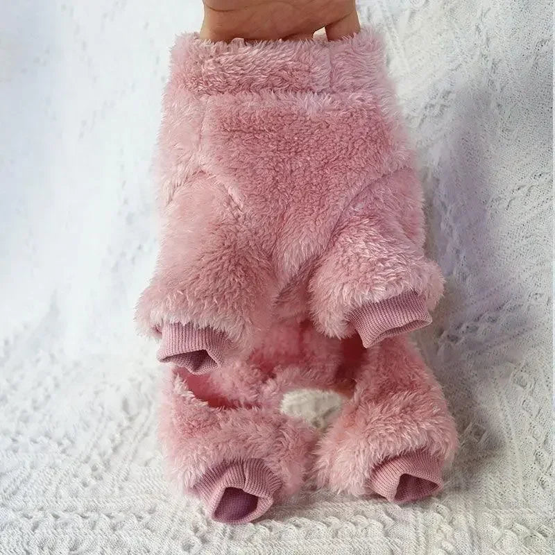 Warm Fleece Jumpsuit for Small Dogs Featuring Pull Ring