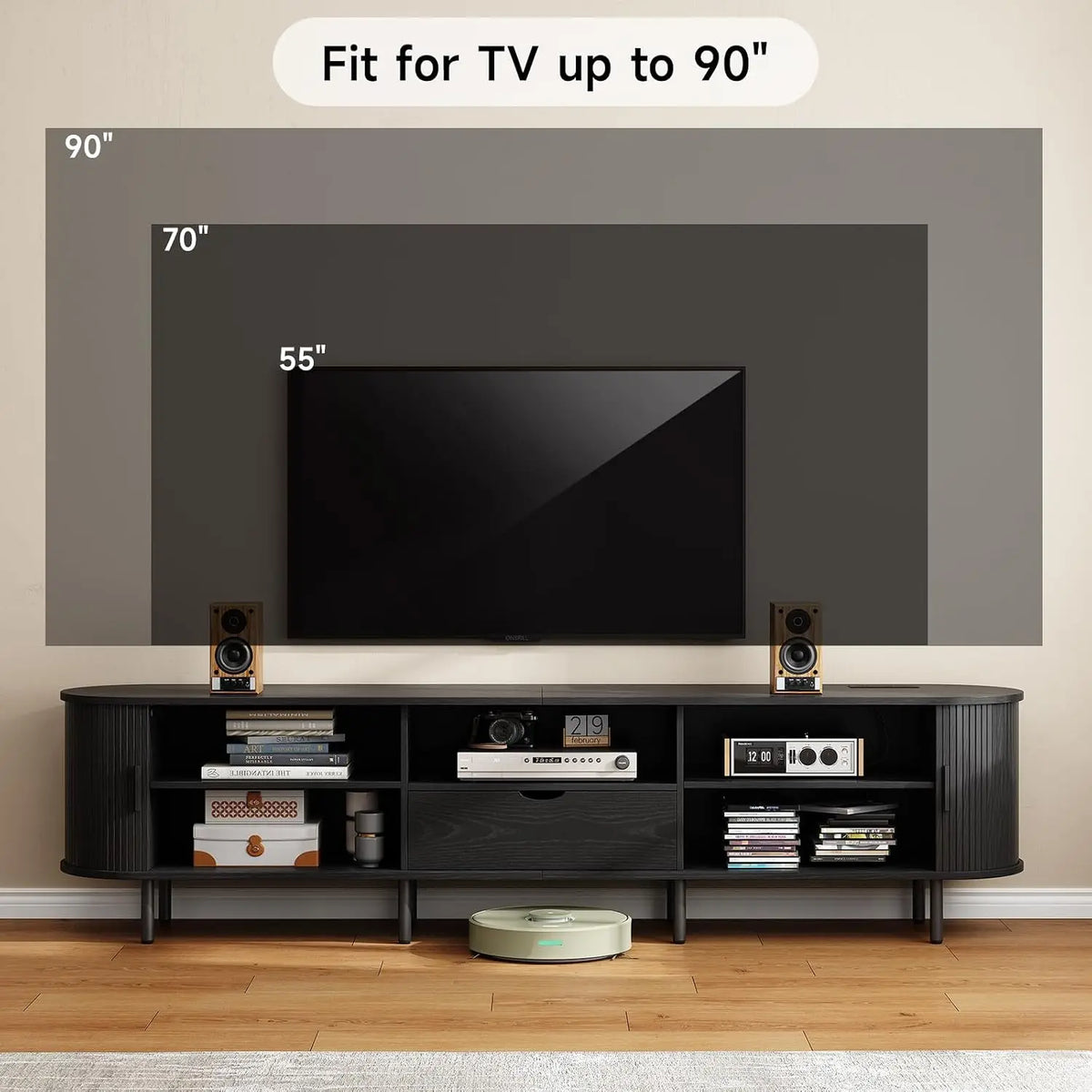 ONBRILL Modern Living Room TV Stand With Convenient Power Outlet