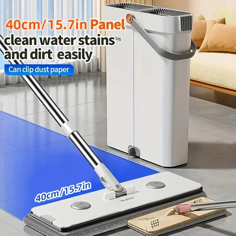 Joybos Hands Free Flat Mop Bucket System With Microfiber Pads