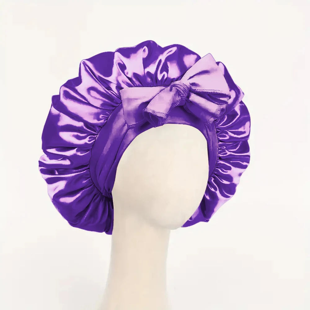 Adjustable Satin Hair Bonnet With Tie Band For Sleeping