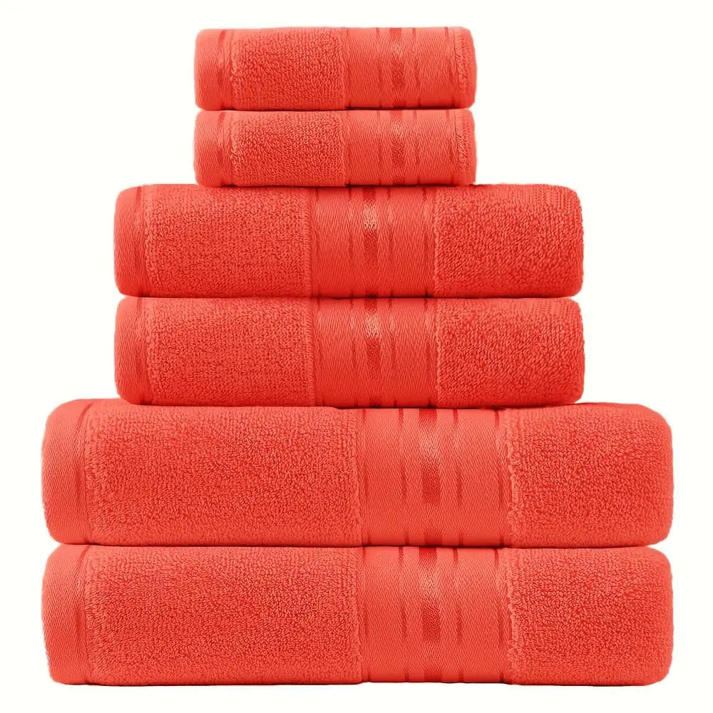 Luxury Turkish Cotton Towel Set, Six Piece Absorbent Bathroom Towels