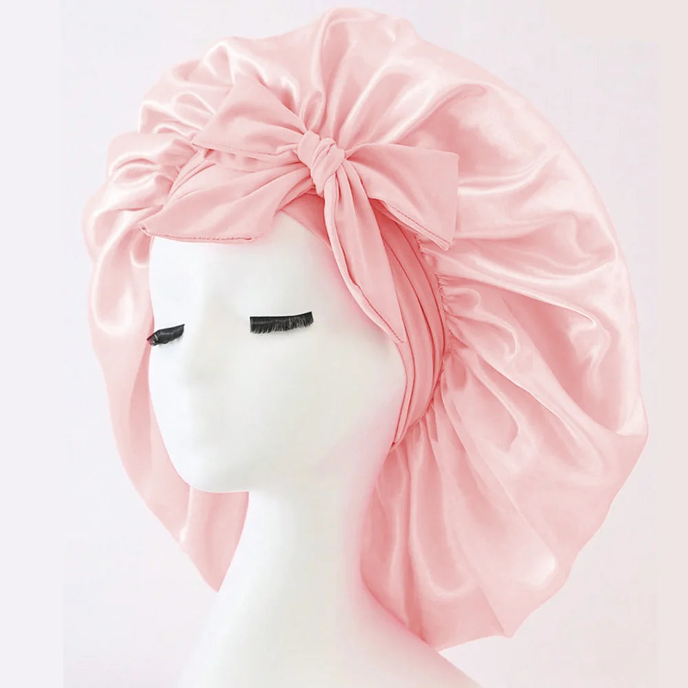 Adjustable Satin Hair Bonnet With Tie Band For Sleeping
