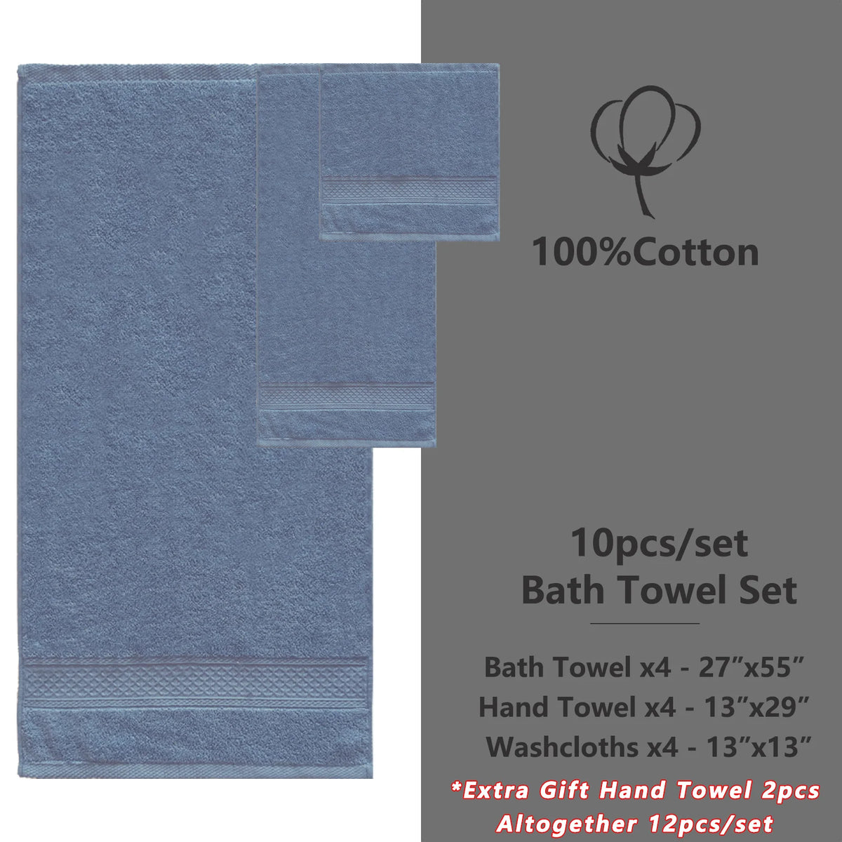 Soft Cotton Bath Towel Set With Quick Drying Water Absorption