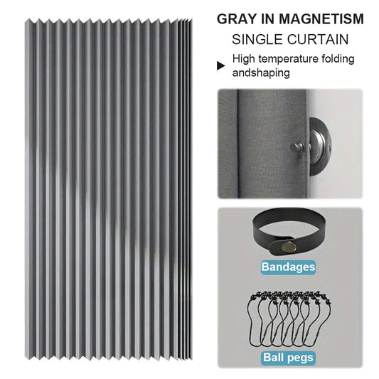 Shunmaii Magnetic Folding Shower Curtain Waterproof Fabric With Weighted Hem