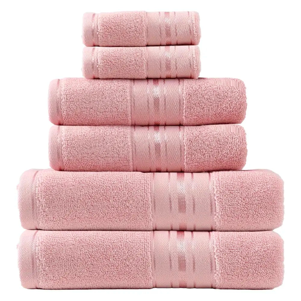 Luxury Turkish Cotton Towel Set, Six Piece Absorbent Bathroom Towels