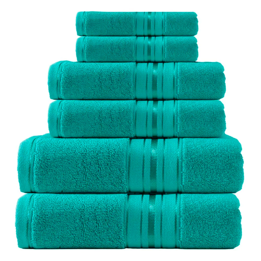 Luxury Turkish Cotton Towel Set, Six Piece Absorbent Bathroom Towels