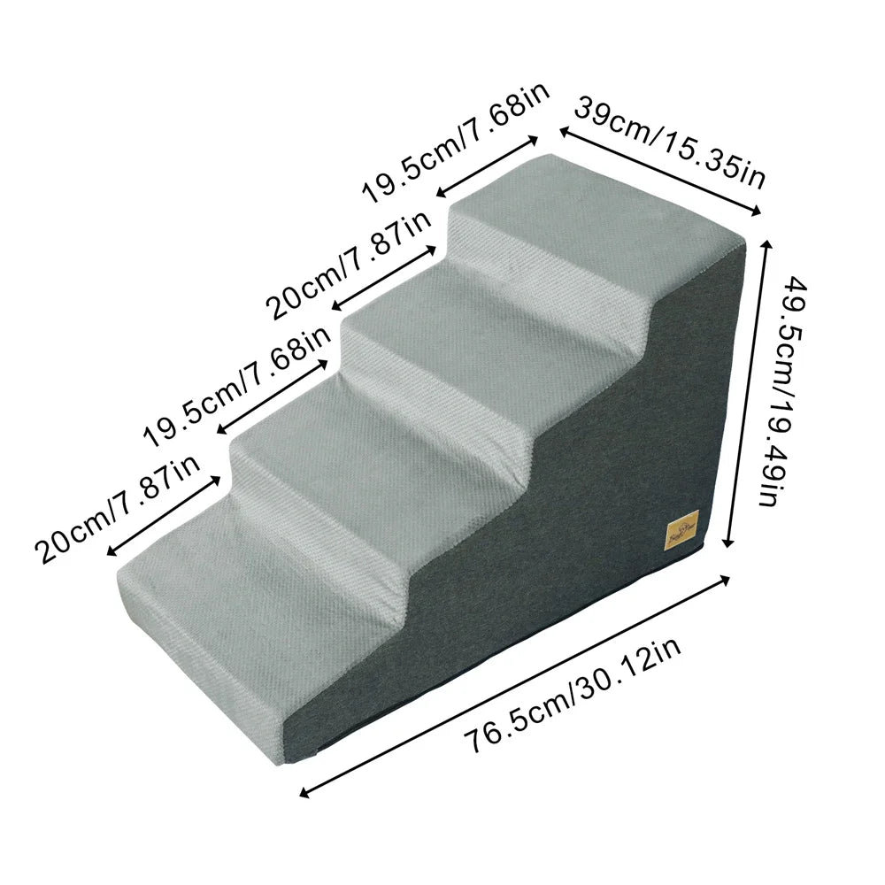 Premium Removable Dog Stair Ramp With Durable Foam Build