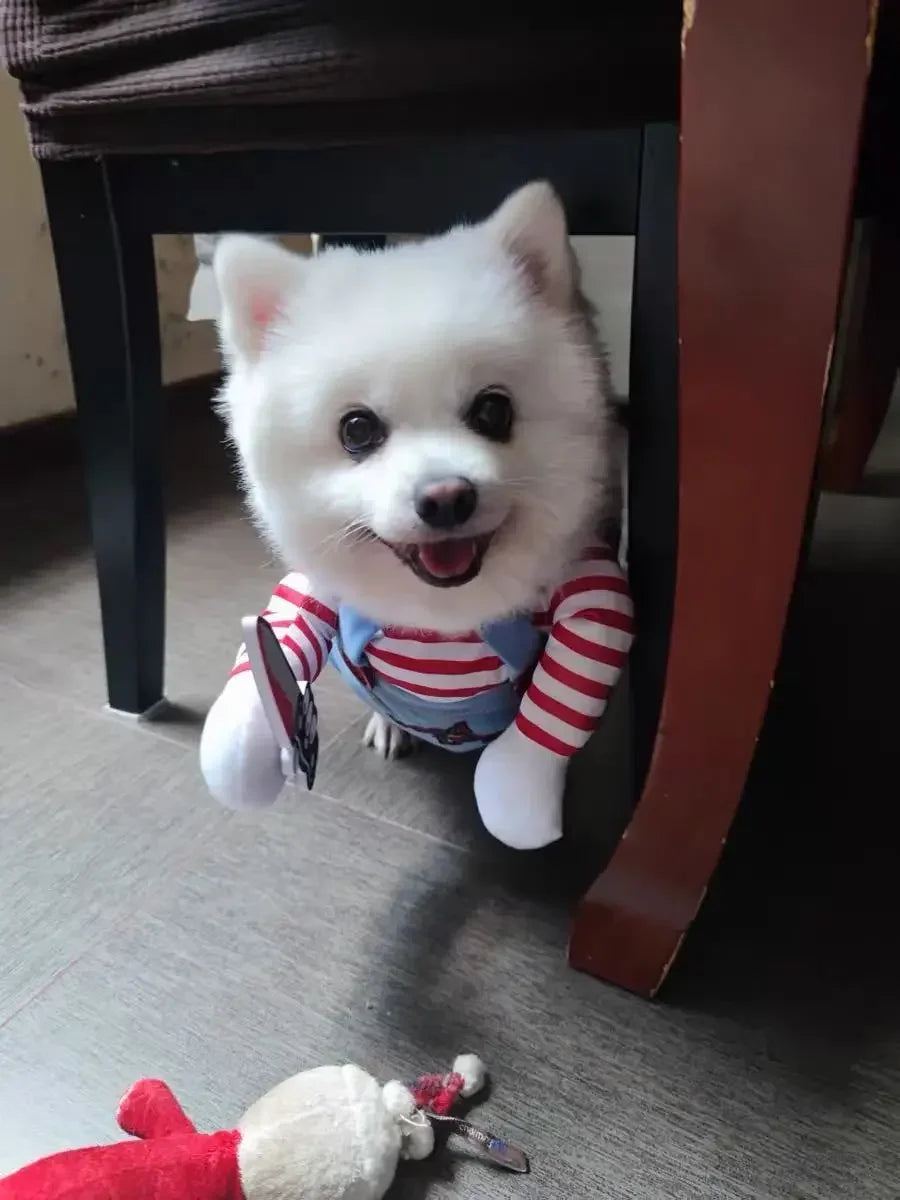 Chucky Doll Pet Costume for Dogs and Cats Halloween Cosplay Outfit