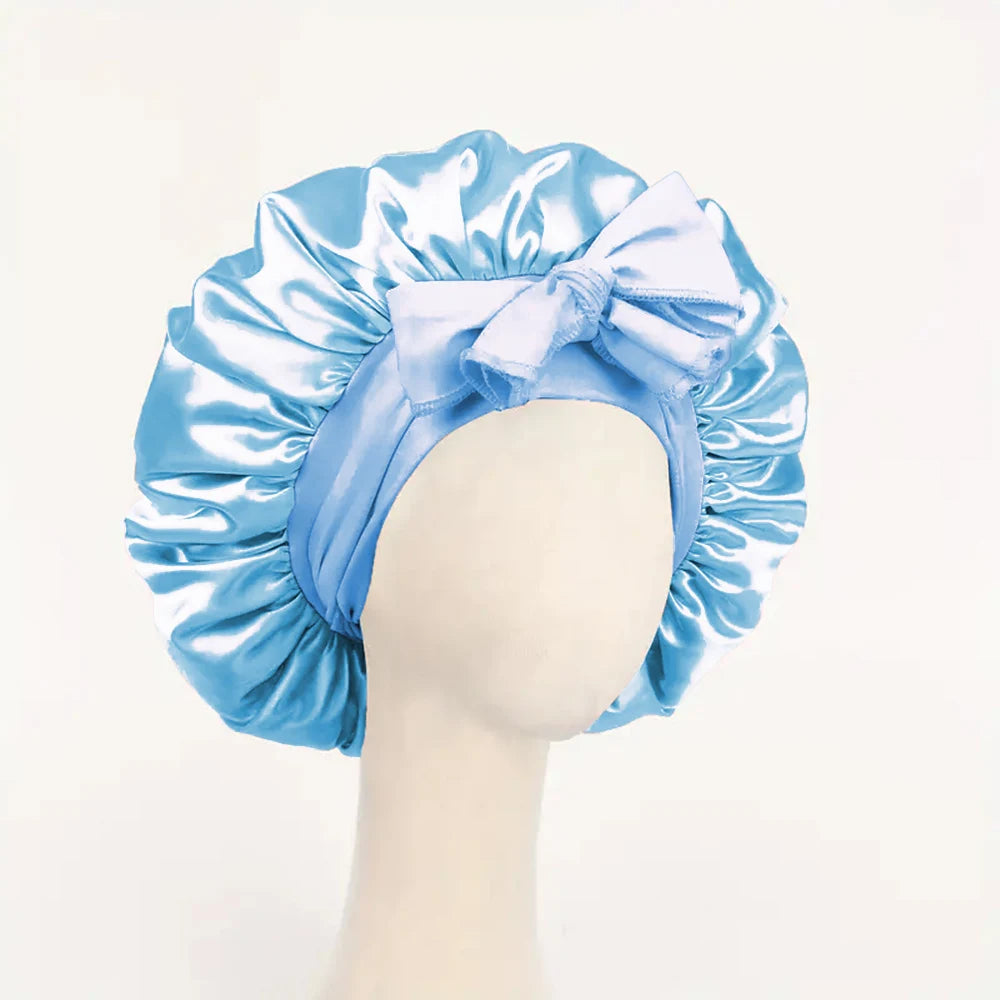 Adjustable Satin Hair Bonnet With Tie Band For Sleeping