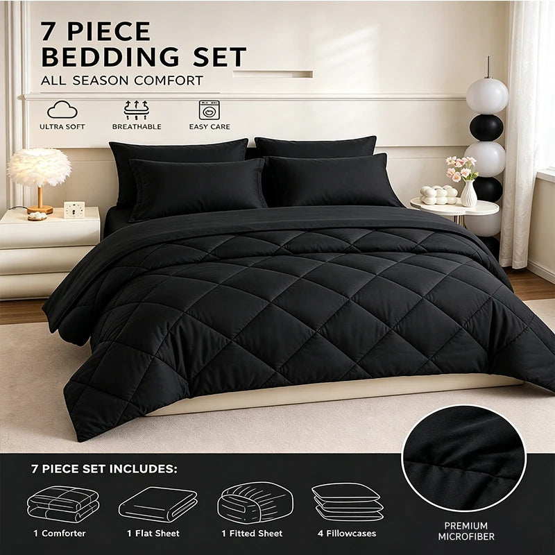 easYum Quilted Polyester Bedding Set With Sheets And Pillowcases