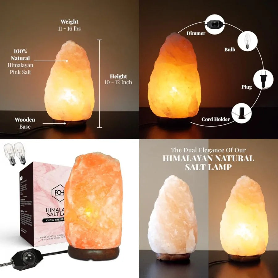 Natural Himalayan Pink Salt Crystal Lamp With Wooden Base
