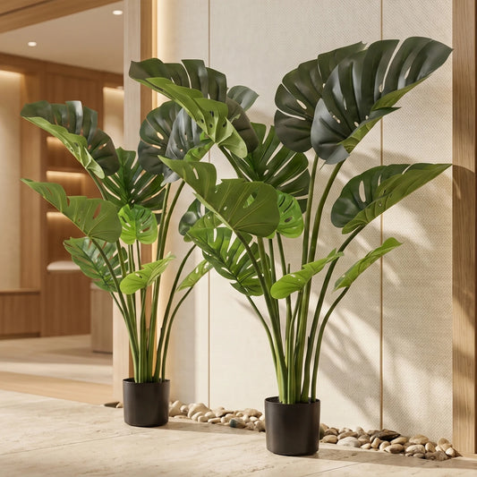Artificial Monstera Plant With Pot For Indoor Office Decor