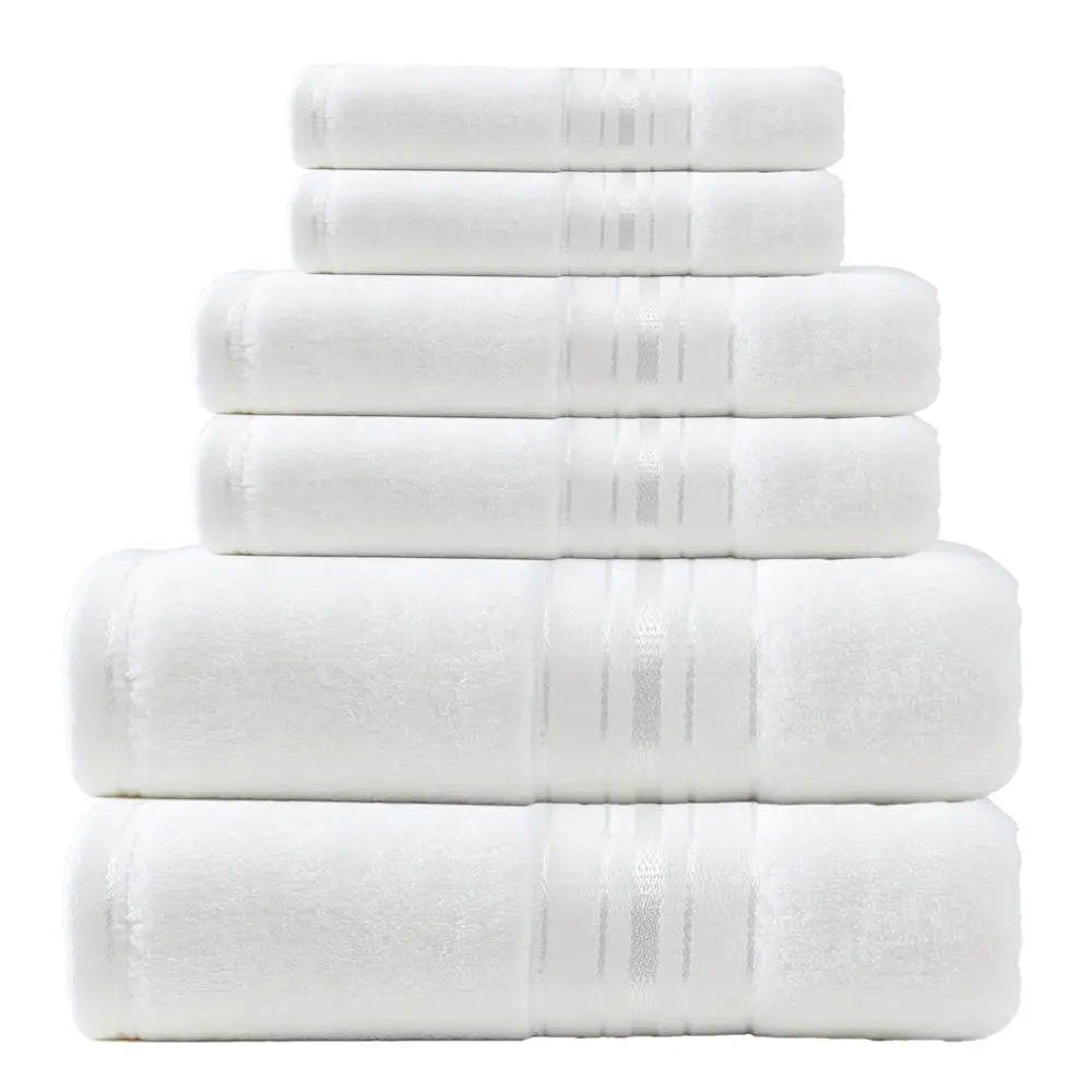 Luxury Turkish Cotton Towel Set, Six Piece Absorbent Bathroom Towels