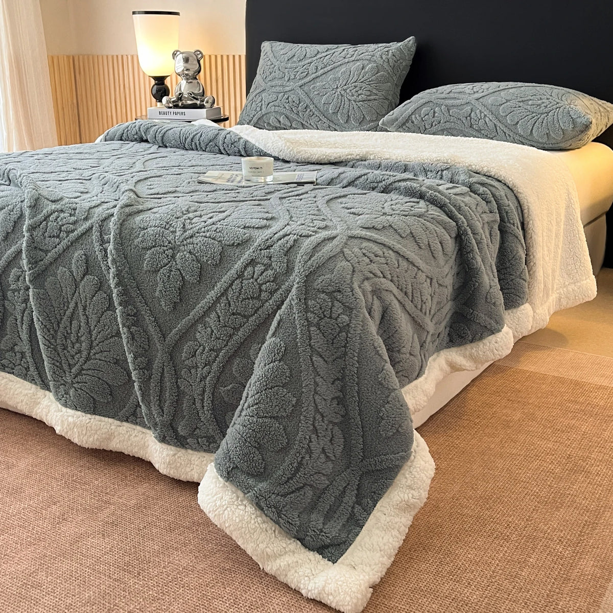 Plush Coral Fleece Throw Blanket for Sofa Bed and Office