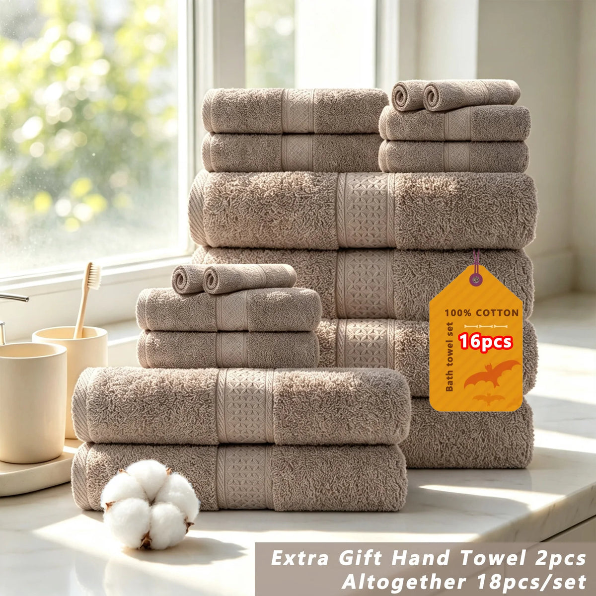 Soft Cotton Bath Towel Set With Quick Drying Water Absorption