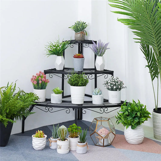 3 Tier Metal Corner Plant Stand For Home And Garden Decor