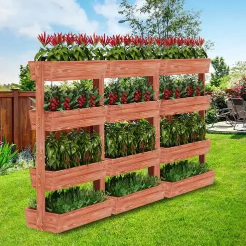 4 Tier Solid Wood Raised Garden Bed Removable Planter Box