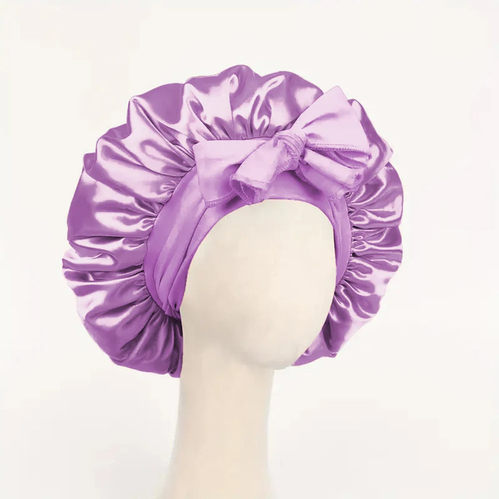 Adjustable Satin Hair Bonnet With Tie Band For Sleeping